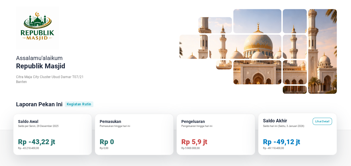 Dashboard Buku Kas Masjid Digital